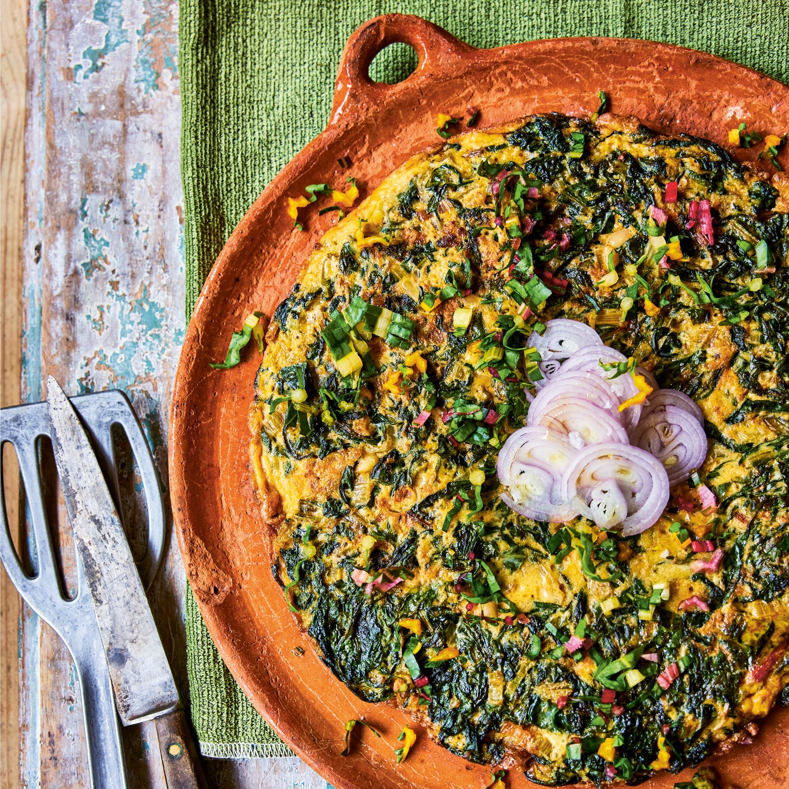 Ligurian-style rainbow chard frittata